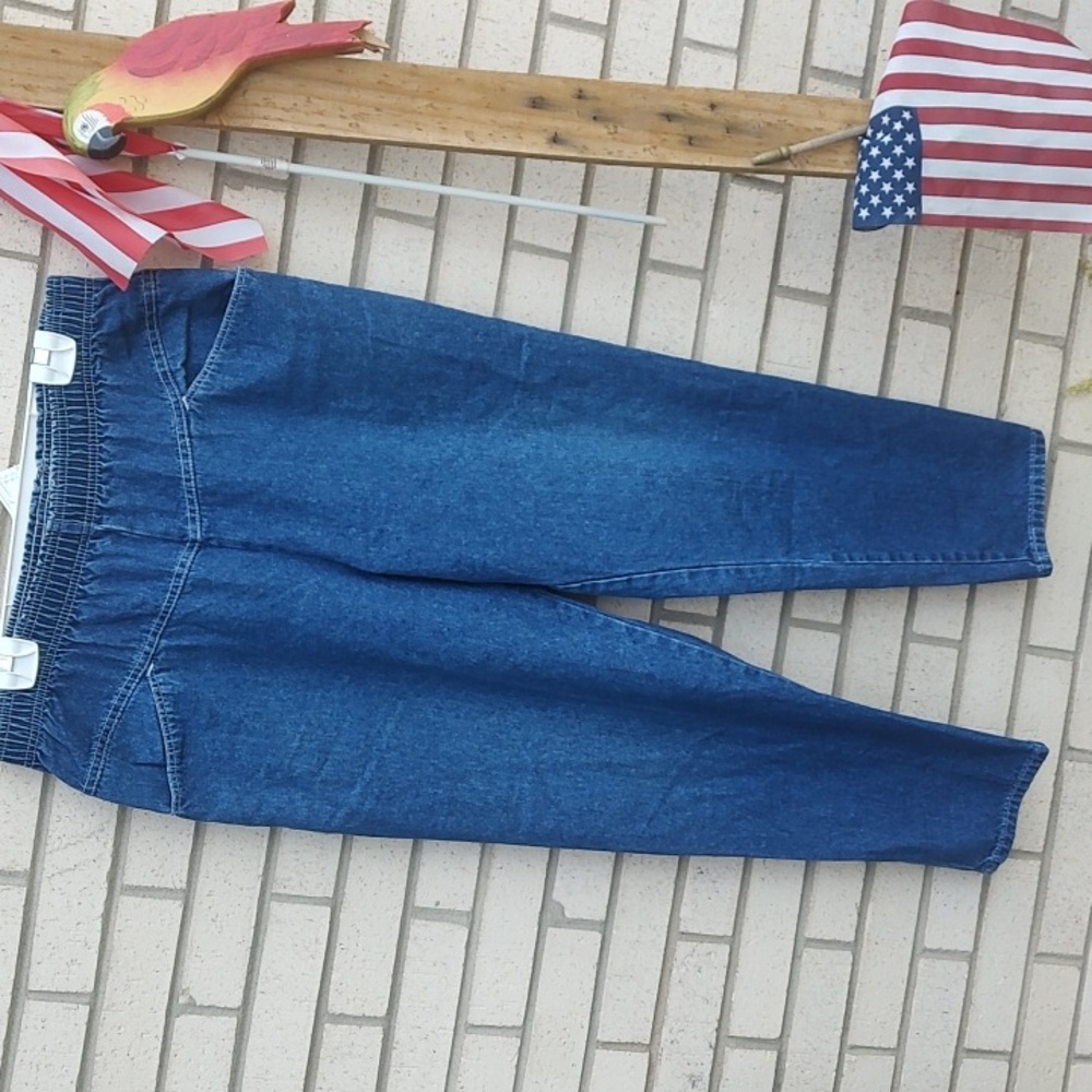 Women's Elastic Waist Denim Jeans - Blue